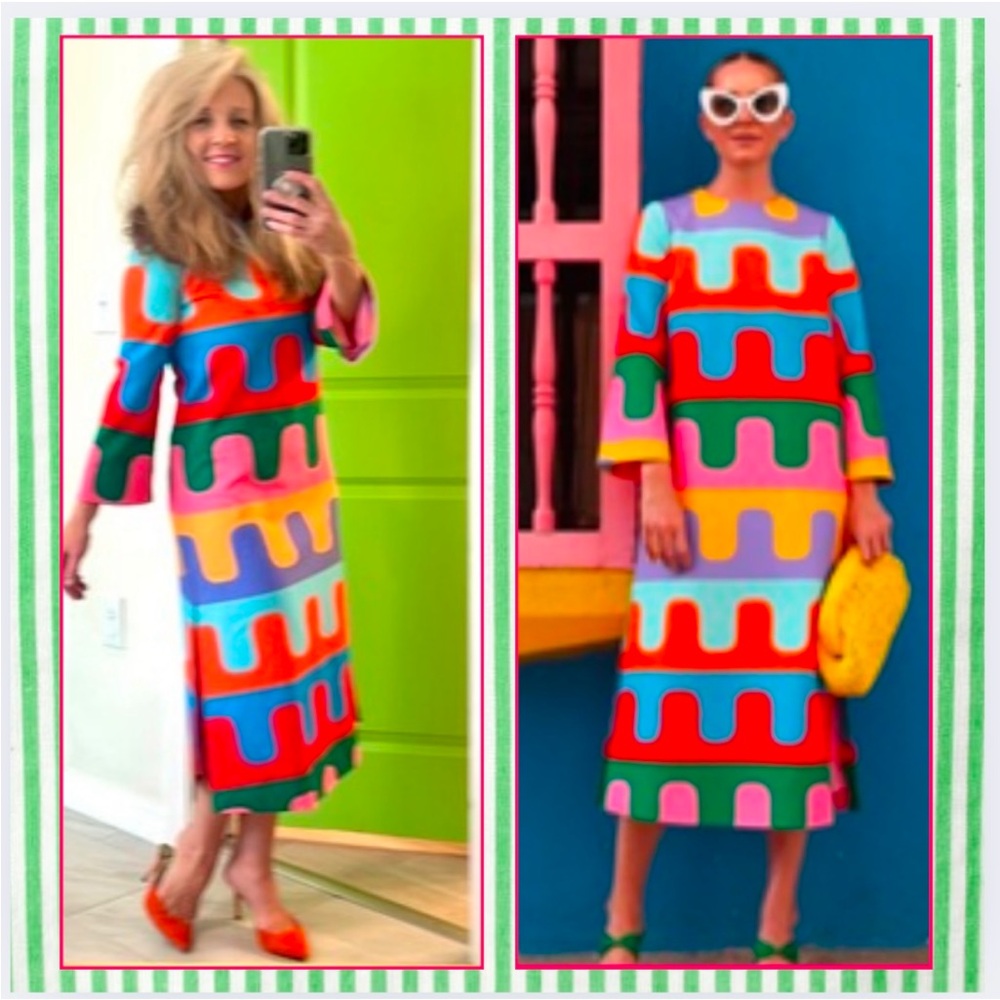 NWT Colorful Geometric Print Top Handle Circle Handle Detachable Strap Bag - Picture 8 of 8